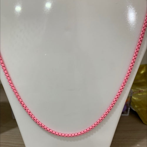 Cadena lazo rodio pintado rosada
